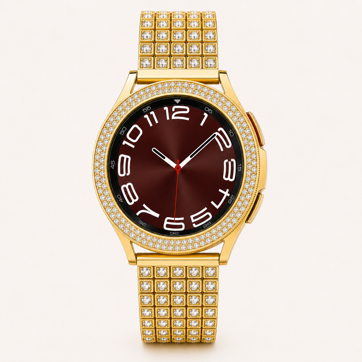 Custom 24K Gold-Plated Samsung Galaxy Watch6 Classic LTE – Crystal Bezel & Pavé Band – 43mm or 47mm