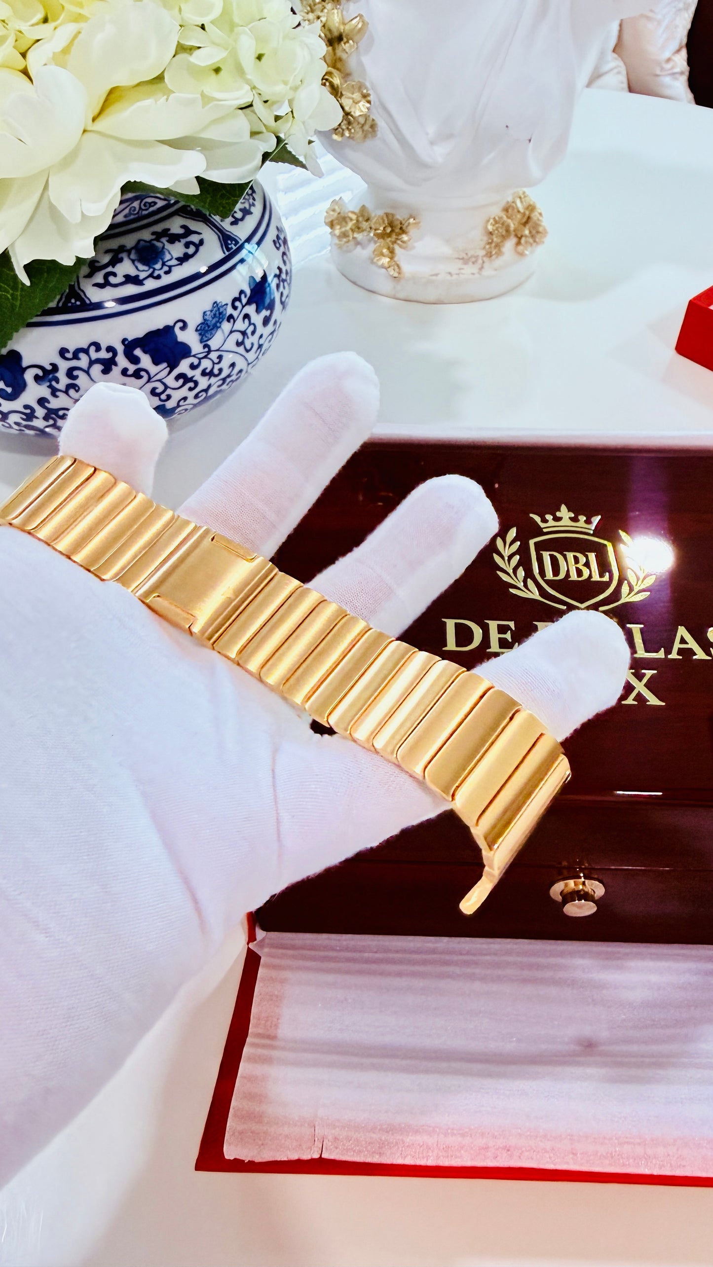 Custom 24k Gold Link Band for Apple Watch Any Series 44 45 46 and Ultra 1 2 3