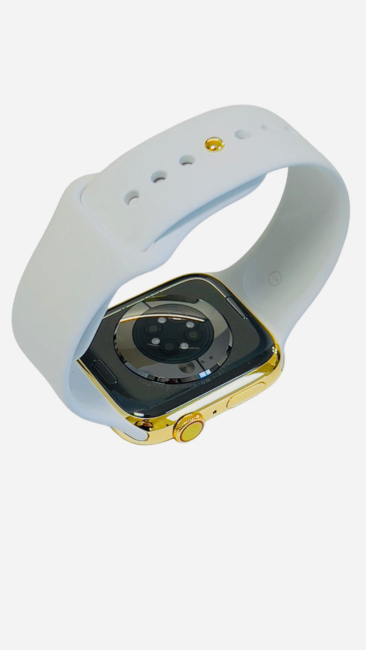 White Sports Band Custom 24k Gold Plated Pin for Apple Watch