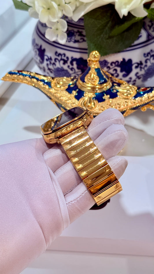 Apple Watch Ultra 3 Custom 24K Gold Polished Engraved Edition with Matching Gold Bracelet