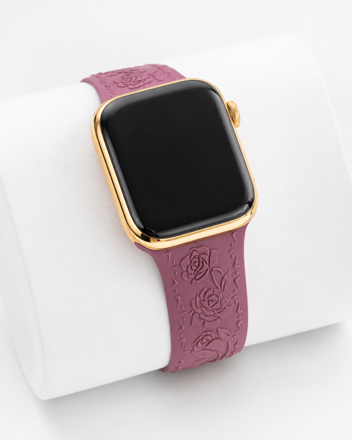 Custom 24K Gold-Plated Apple Watch Series 9 with Purple Coquette Sport Band