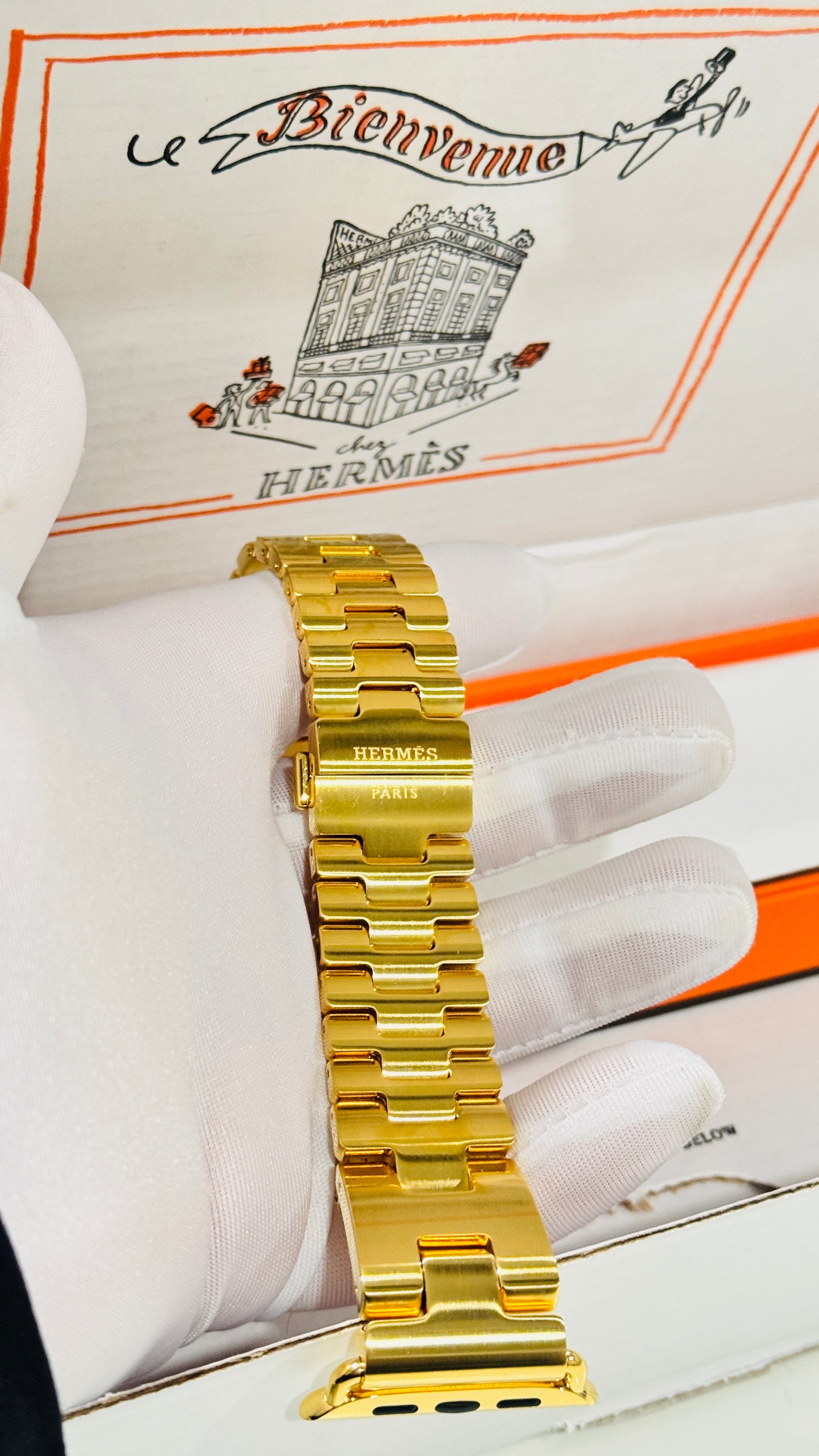 Apple Hermès Grand H Link Band | Custom 24K Gold or Rose Gold Plated
