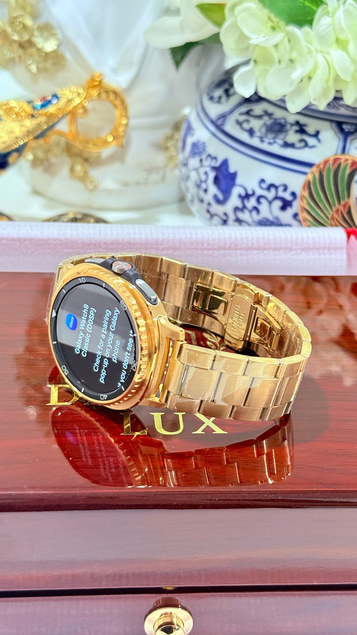 Custom Samsung Galaxy Watch 8 Classic — 18K or 24K Gold Plated Finish with Two Bands