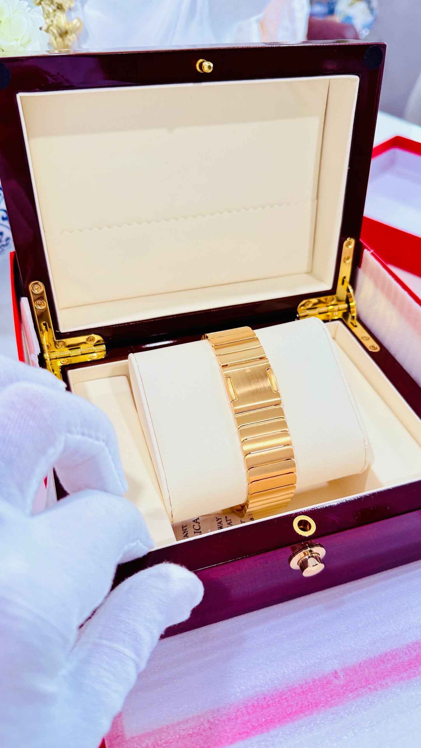 Custom 24k Gold Link Band for Apple Watch Any Series 44 45 46 and Ultra 1 2 3