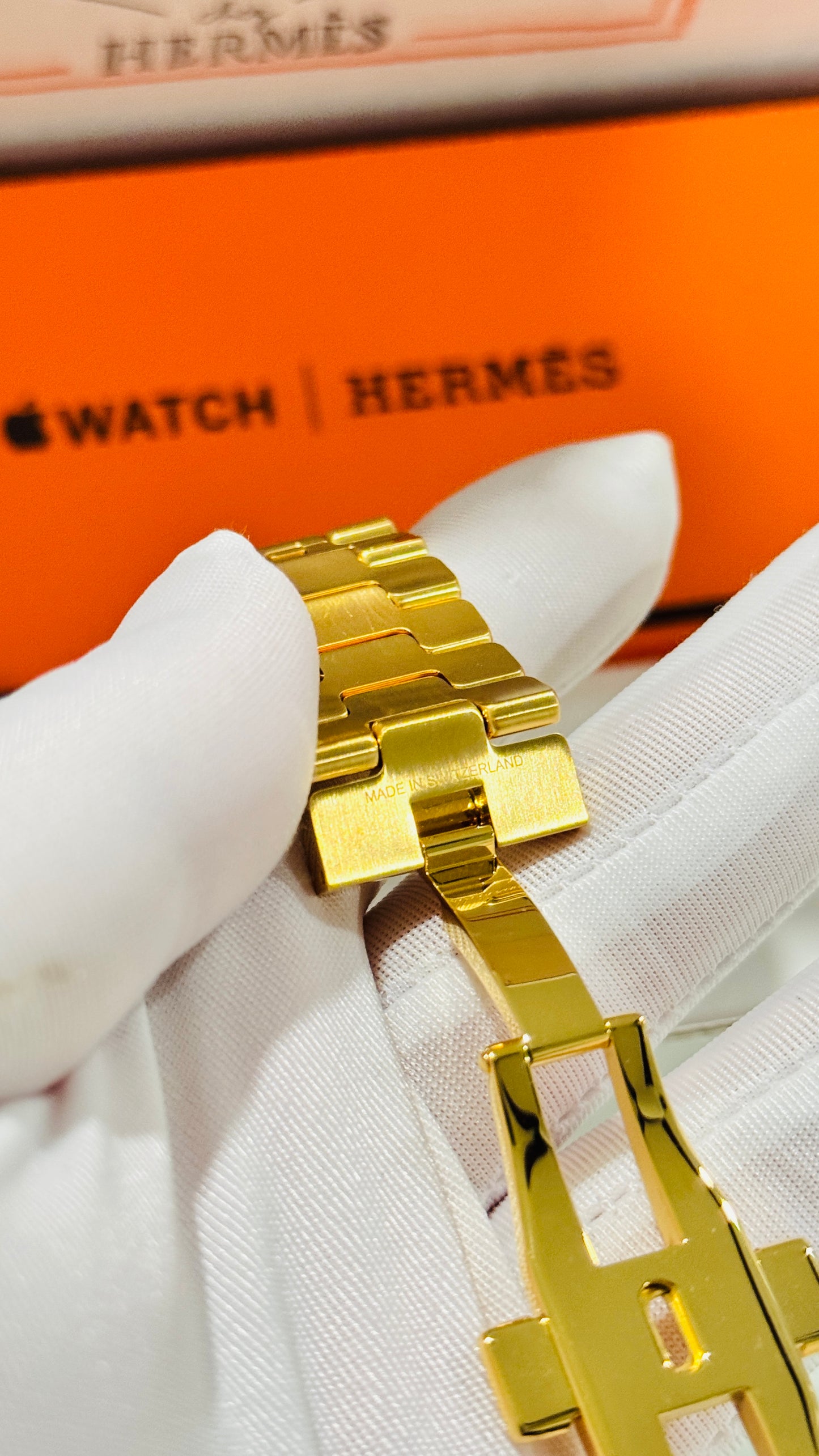 Apple Hermès Grand H Link Band | Custom 24K Gold or Rose Gold Plated