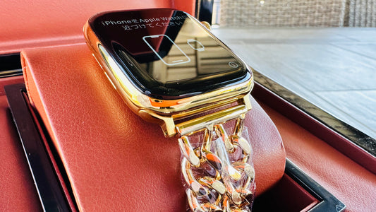 Custom 24K Gold Plated Chain Link Band for Apple Watch (44mm / 45mm / 46mm / 49mm)