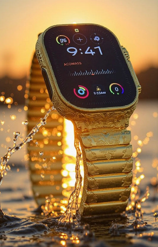 Custom 24k Gold Engraved 49mm Apple Watch ULTRA 2 24k Gold Engraved Link Band