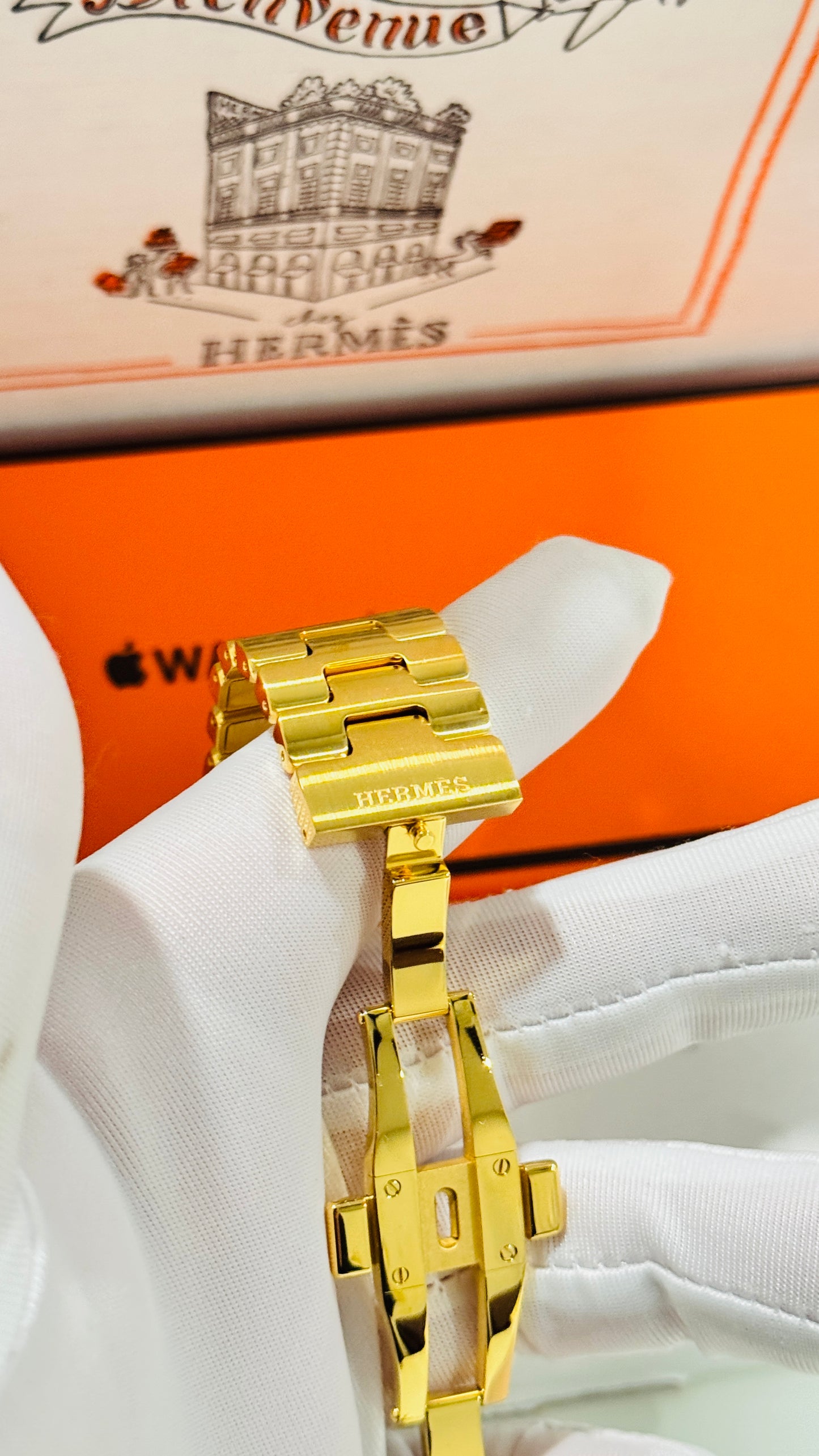 Apple Hermès Grand H Link Band | Custom 24K Gold or Rose Gold Plated