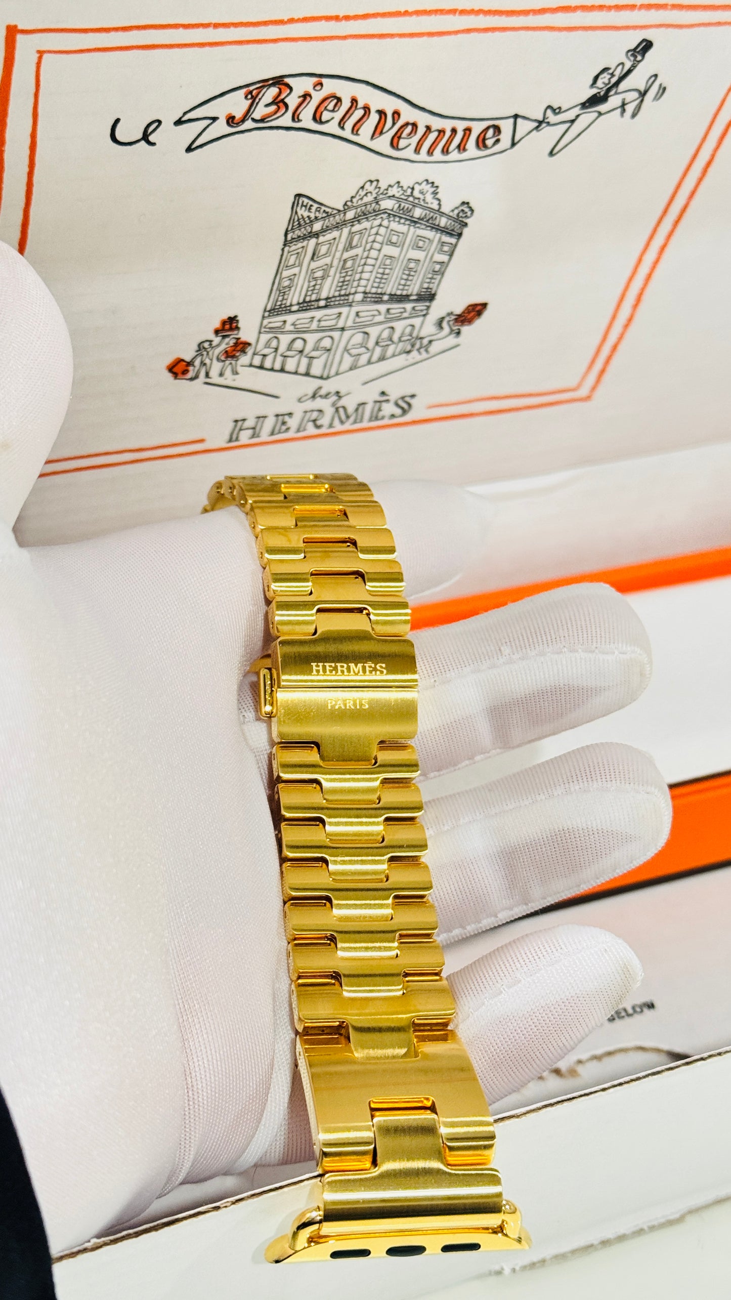 Apple Hermès Grand H Link Band | Custom 24K Gold or Rose Gold Plated