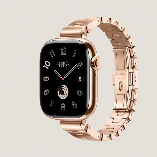 Custom Rose Gold Apple Watch Hermès Grand H Fin Band – 42mm