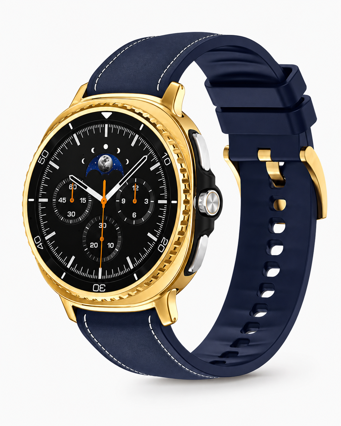 Custom 24K Gold Samsung Galaxy Watch 8 Classic LTE with Blue and Black Band