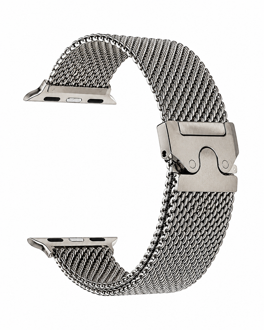 Custom Polished Authentic Apple Titanium Milanese Loop Band for Apple Watch Ultra and Series 44 45 49mm – Silver