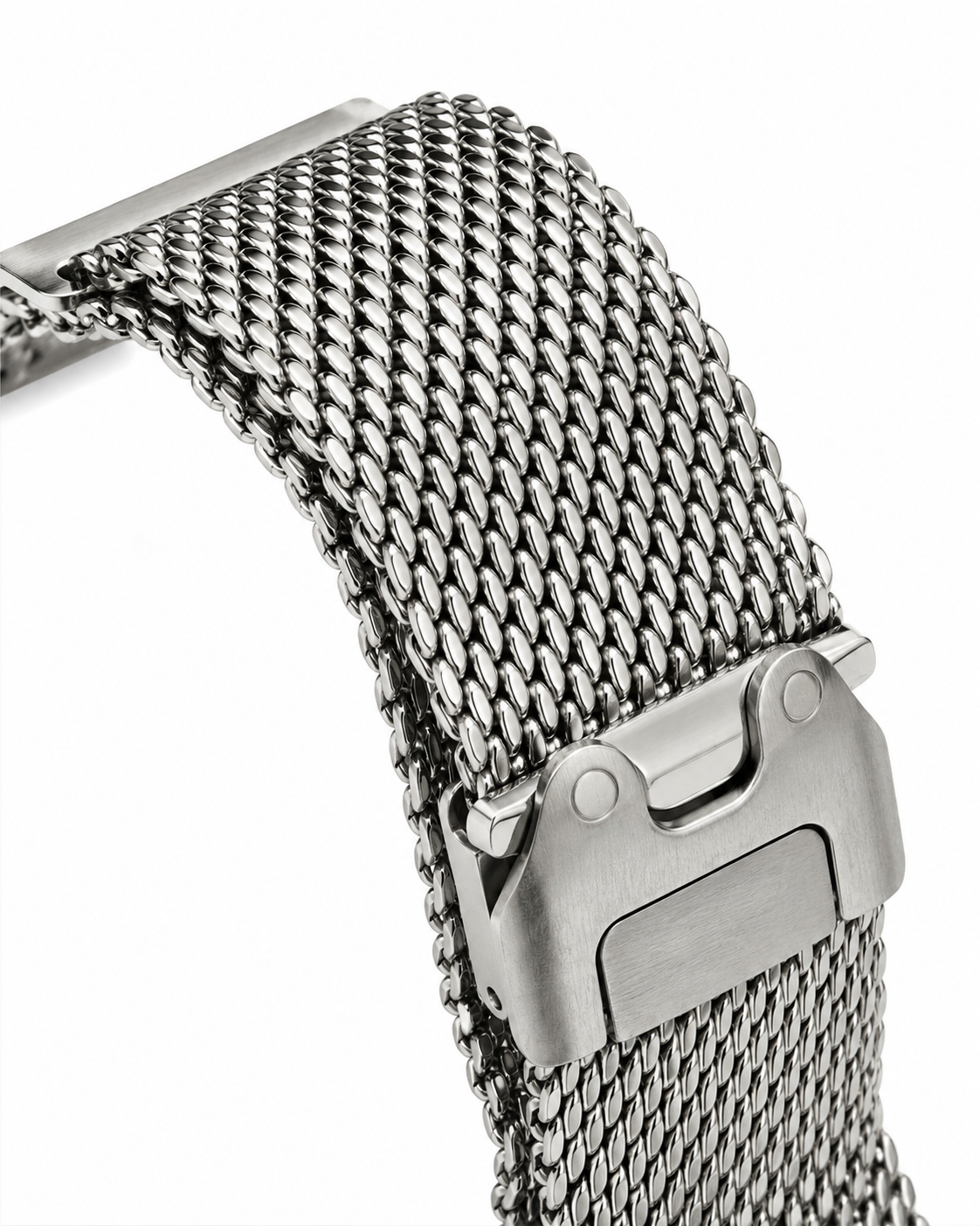 Custom Polished Authentic Apple Titanium Milanese Loop Band for Apple Watch Ultra and Series 44 45 49mm – Silver