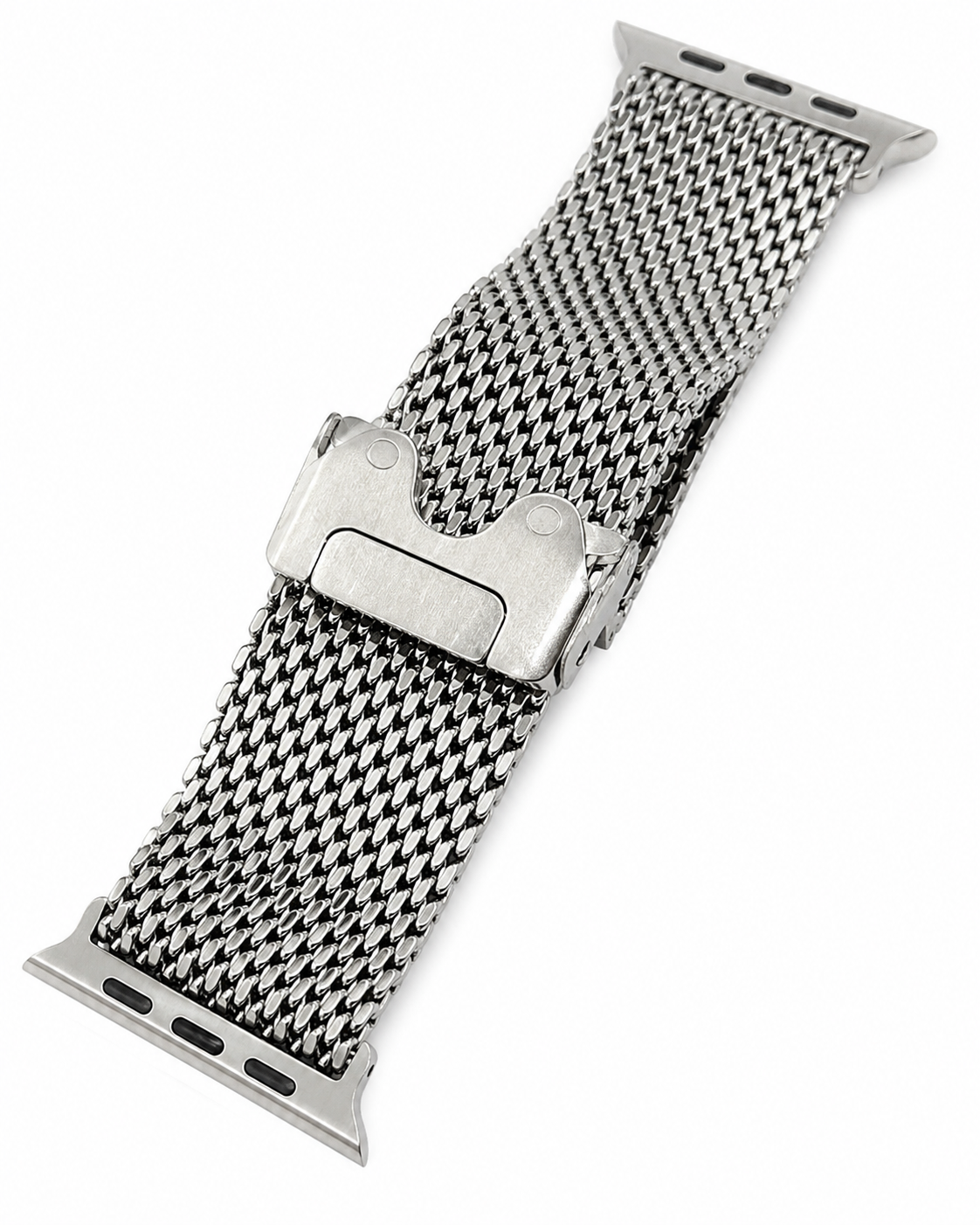 Custom Polished Authentic Apple Titanium Milanese Loop Band for Apple Watch Ultra and Series 44 45 49mm – Silver