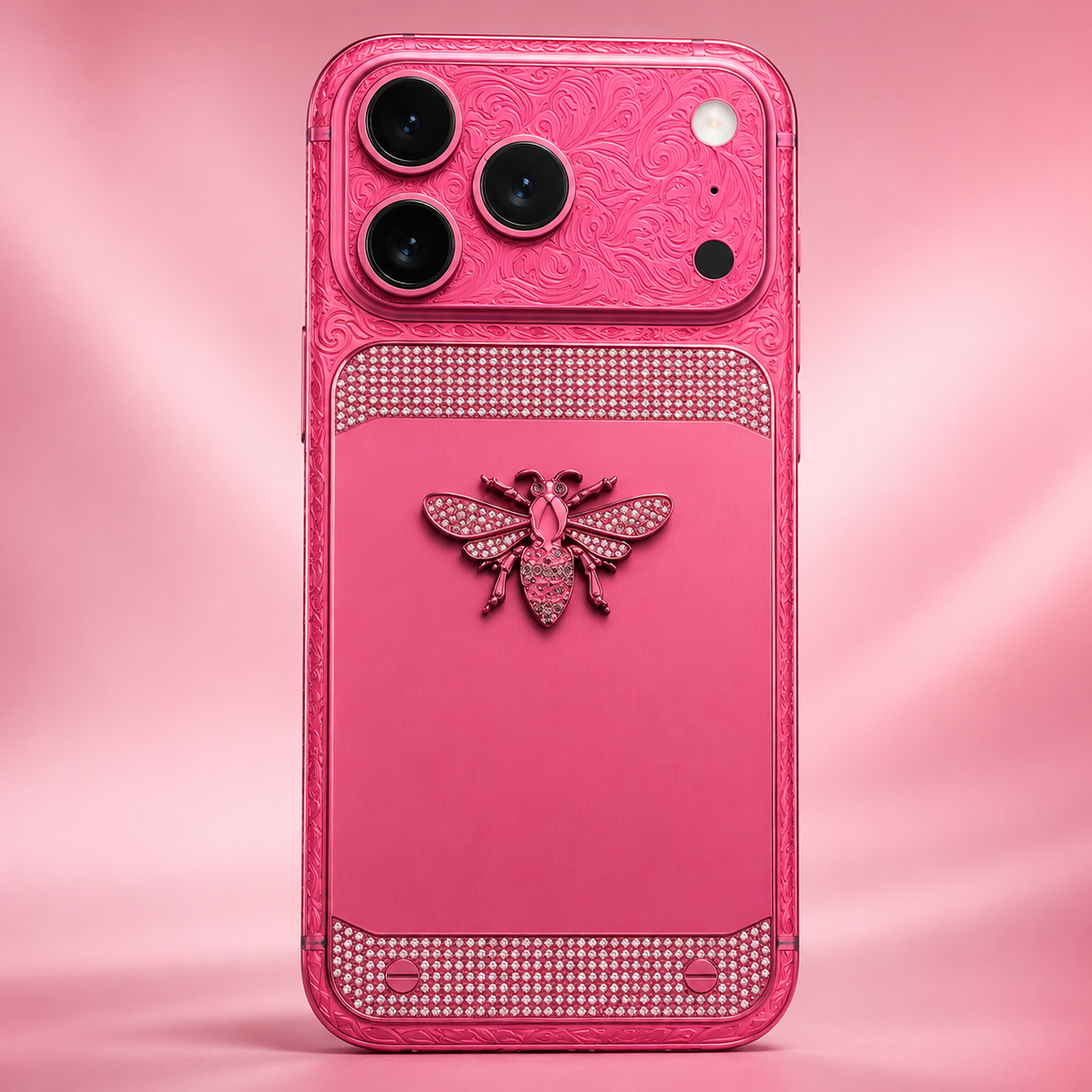 De Billas Lux Custom Pink iPhone 18 Pro Max – Jeweled Bee Luxury Edition — product image 3