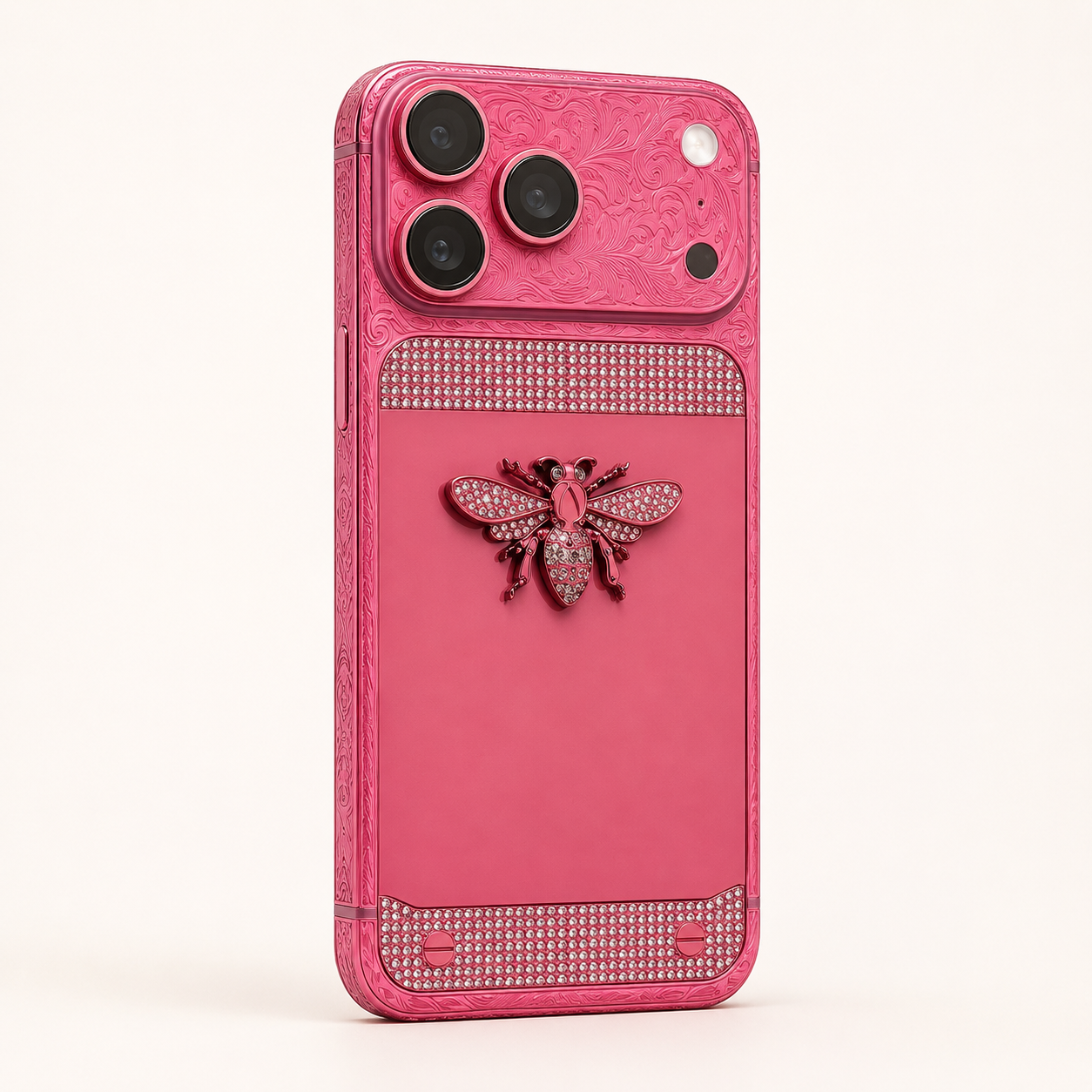 Custom Pink iPhone 17 Pro Max – Jeweled Bee Luxury Edition