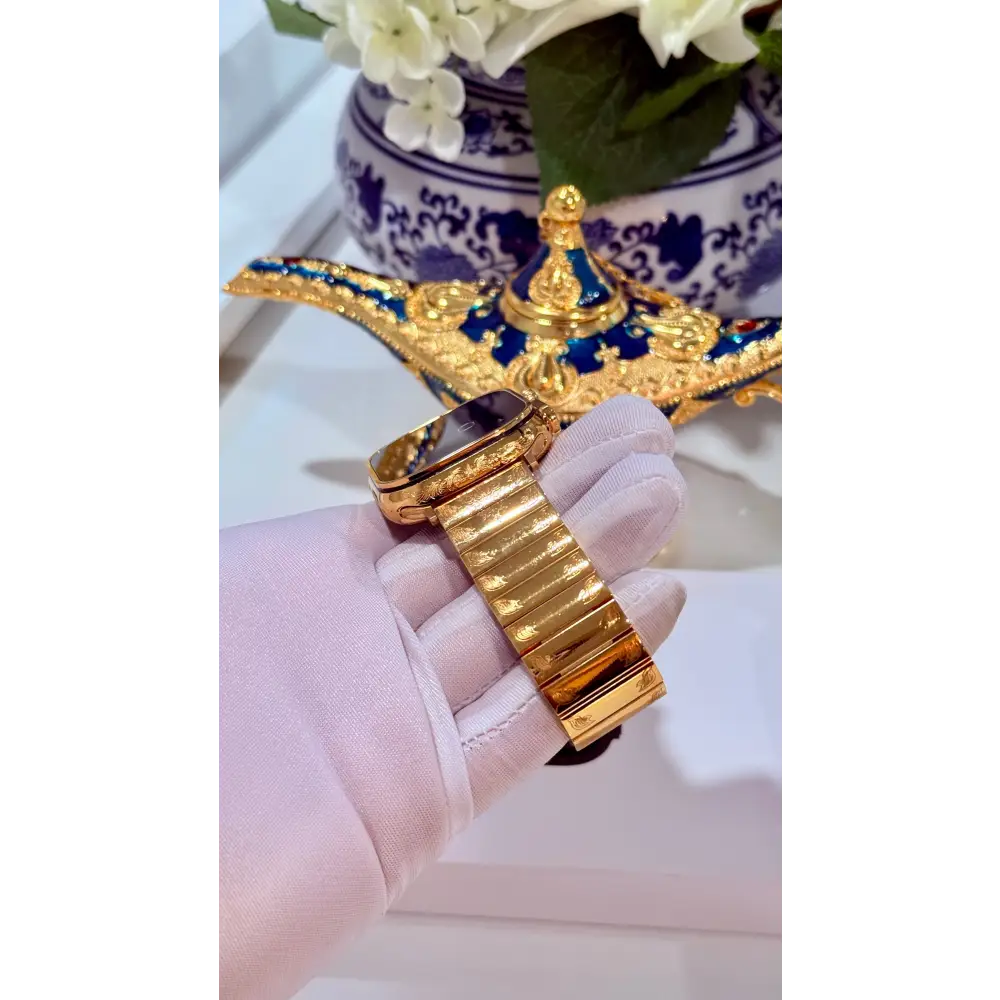 Apple Watch Ultra 3 Custom 24K Gold Polished Engraved Edition with Matching Gold Bracelet