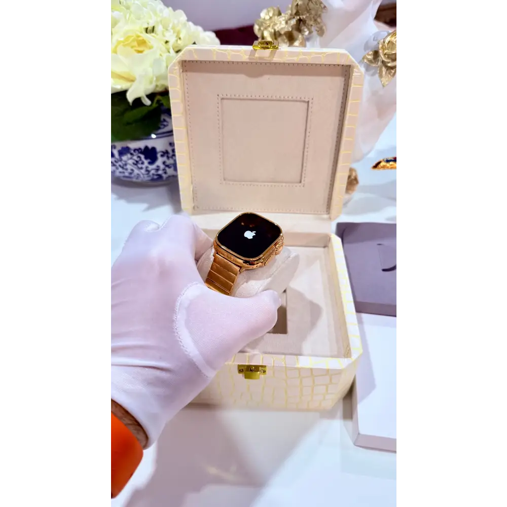 Apple Watch Ultra 3 Custom 24K Gold Polished Engraved Edition with Matching Gold Bracelet