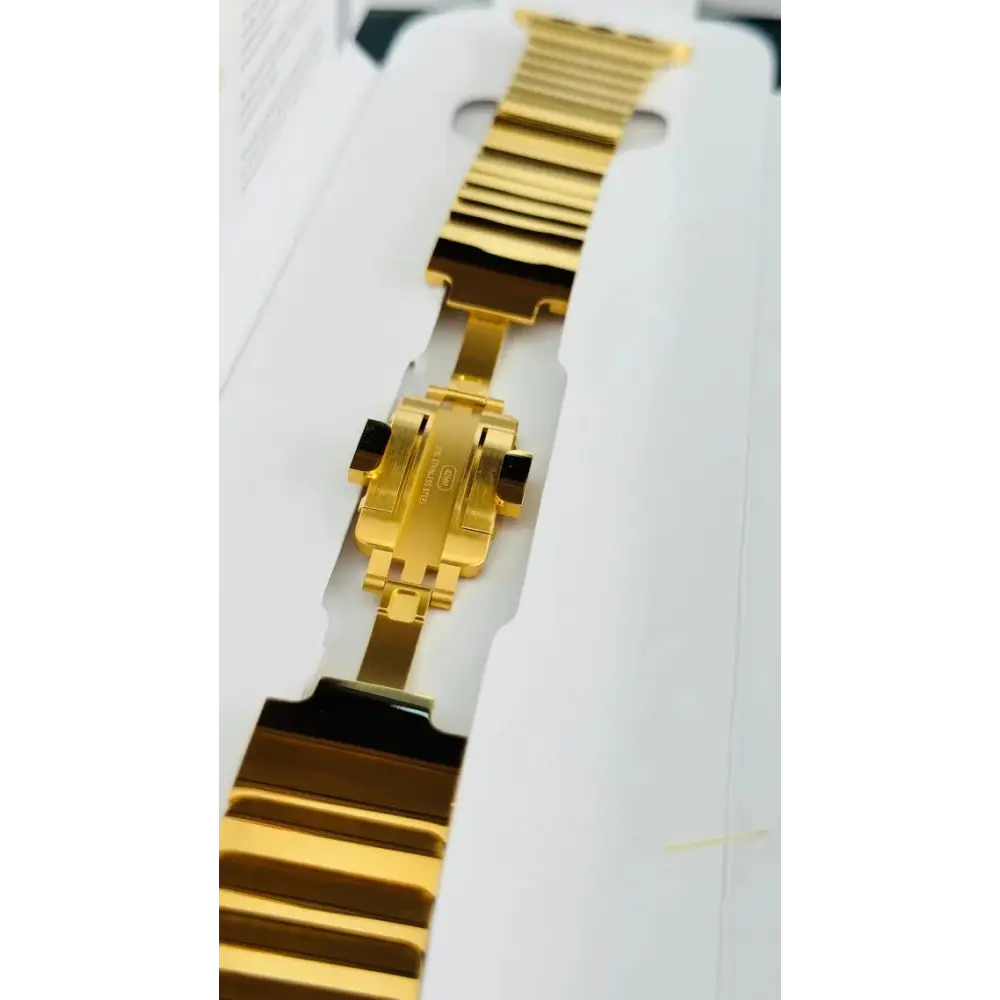Authentic Apple Link Band Custom Polished and 24k Gold Plated fits Any Apple Watch Series size 42 44 45 49 and the Ultra 1 and 2 49mm