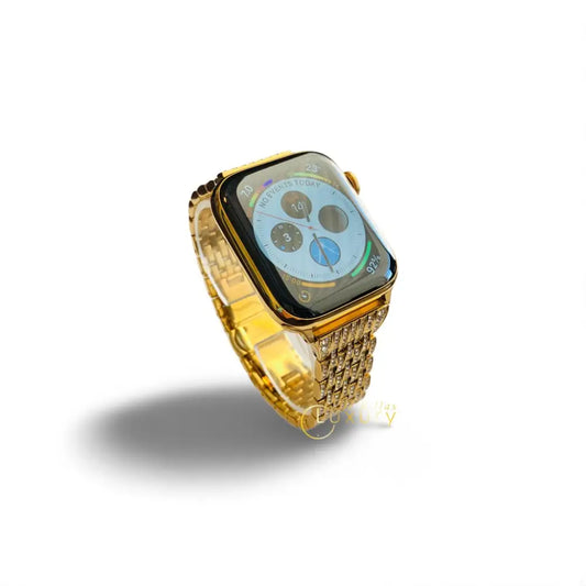 Custom 24K Gold 45MM Apple Watch SERIES 9 Diamond Band