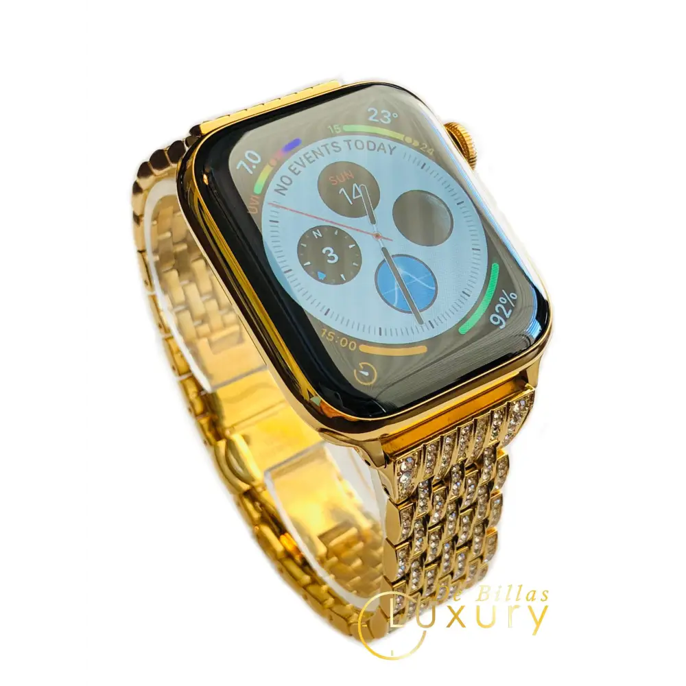 Custom 24K Gold 45MM Apple Watch SERIES 9 Diamond Band