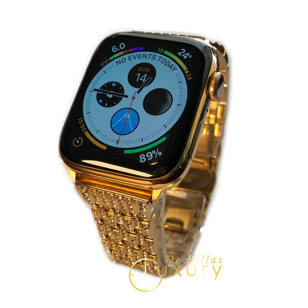 Custom 24K Gold 45MM Apple Watch SERIES 9 Diamond Band