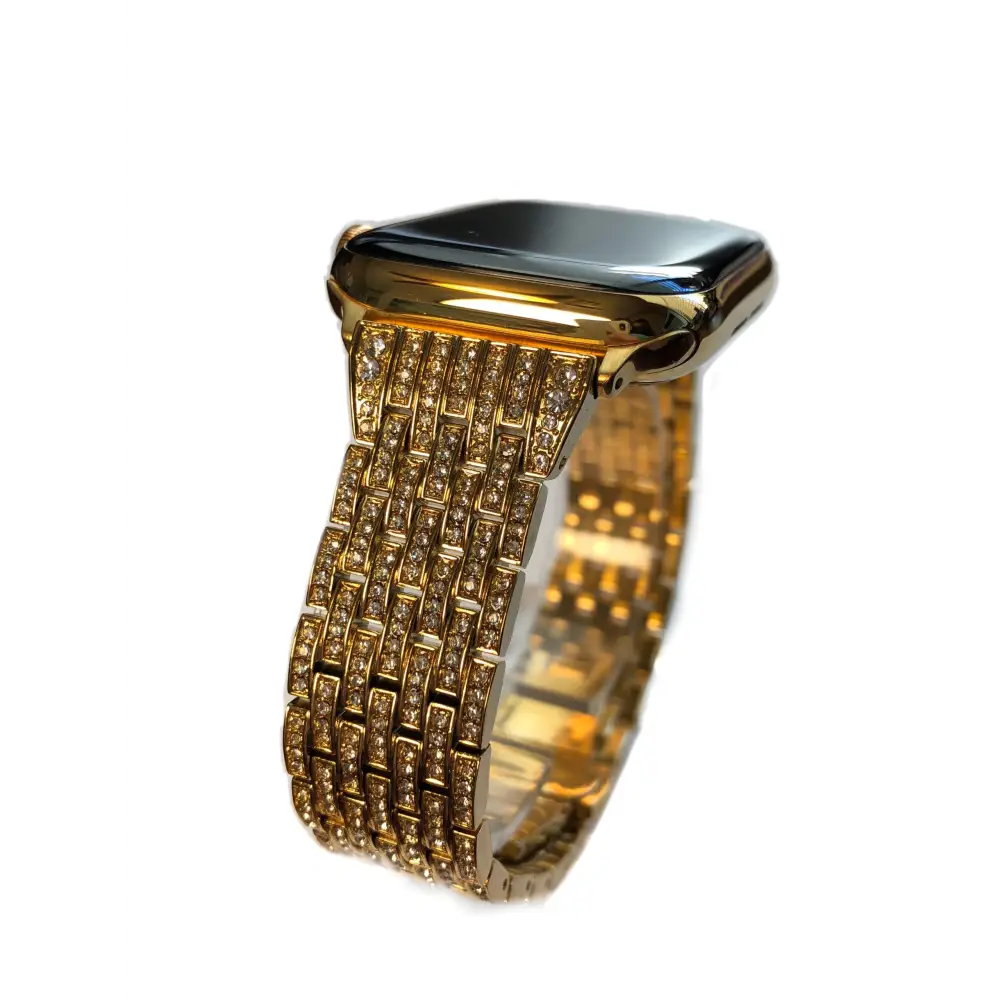 Custom 24K Gold 45MM Apple Watch SERIES 9 Diamond Band