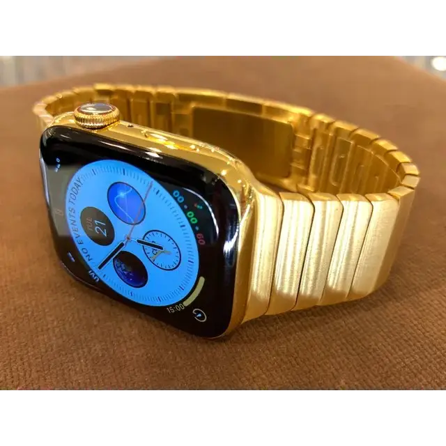 Custom 24K Gold 45MM Apple Watch SERIES 9 with Custom 24k Gold Apple Link Band