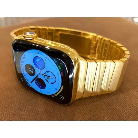 Custom 24K Gold 45MM Apple Watch SERIES 9 with Custom 24k Gold Apple Link Band