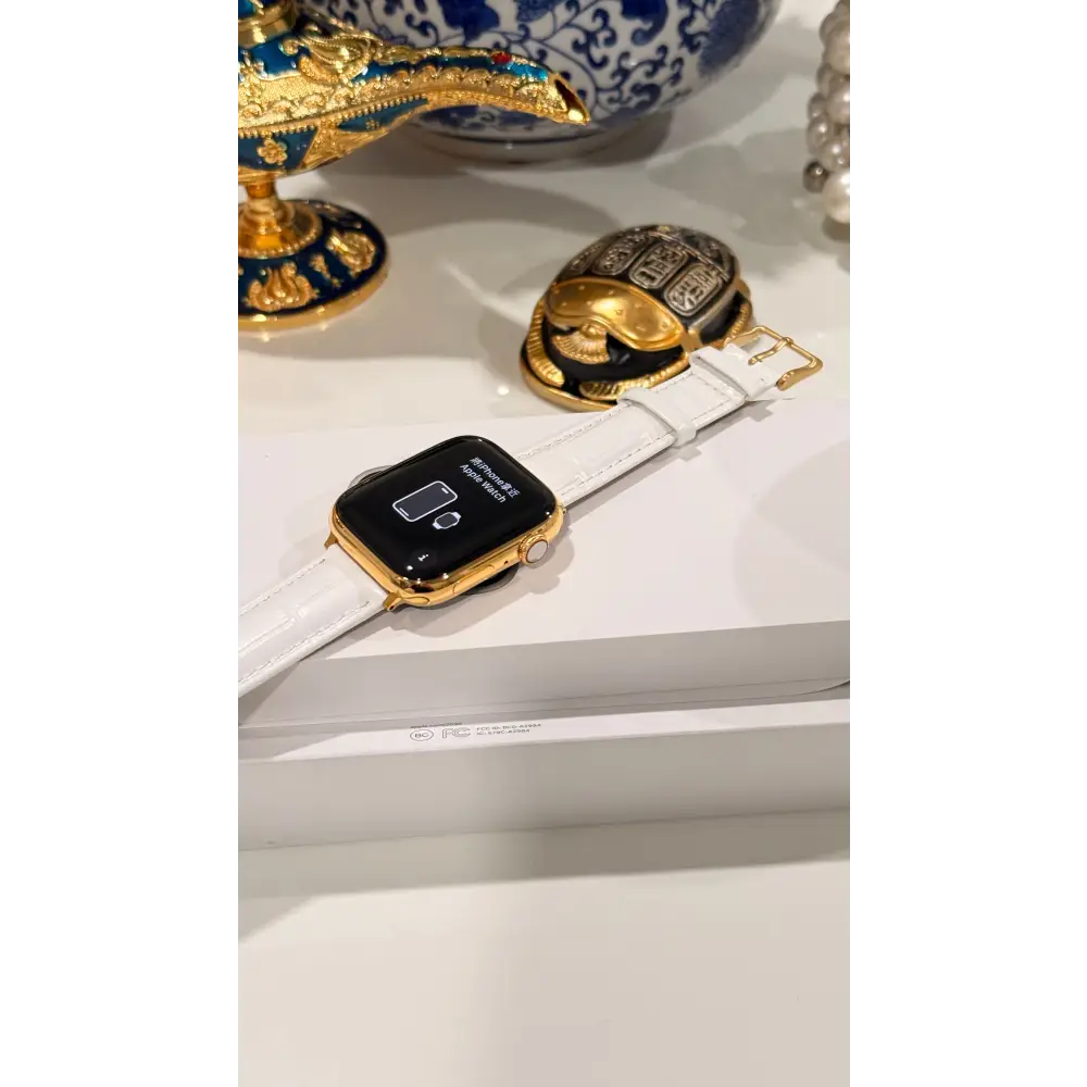 Custom 24K Gold 45mm Apple Watch Series 9 Stainless Steel LTE GPS | Oxygen Sensor Active | Unlocked - Watch