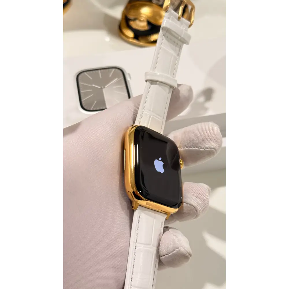 Custom 24K Gold 45mm Apple Watch Series 9 Stainless Steel LTE GPS | Oxygen Sensor Active | Unlocked - Watch