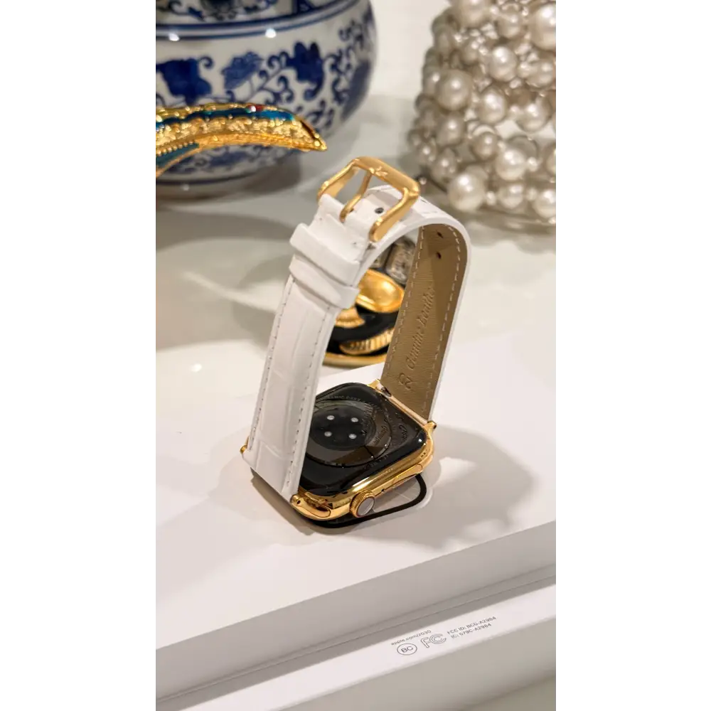 Custom 24K Gold 45mm Apple Watch Series 9 Stainless Steel LTE GPS | Oxygen Sensor Active | Unlocked - Watch