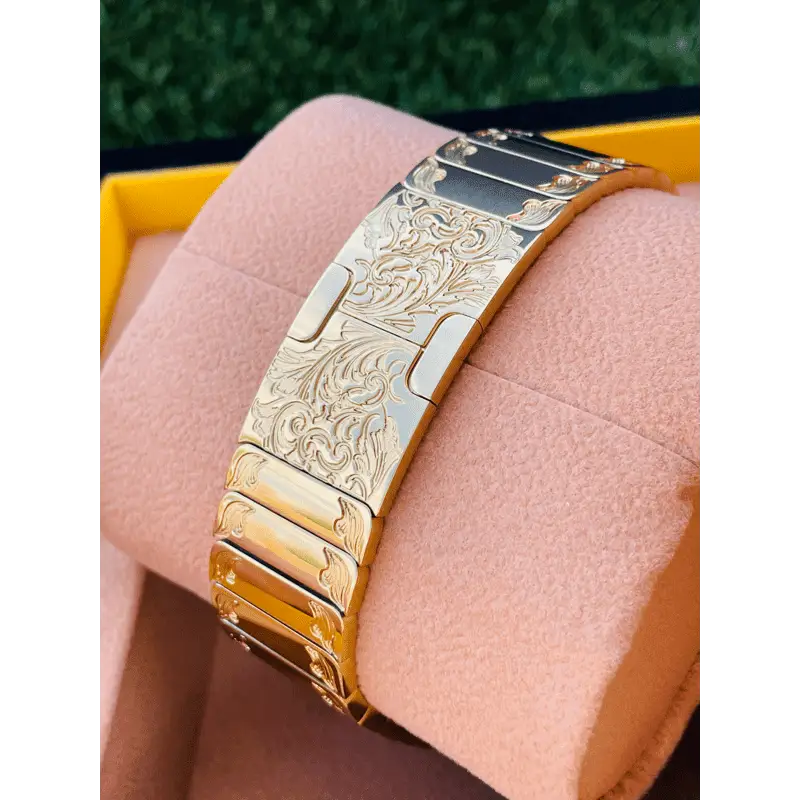 Custom 24K Gold 45mm Apple Watch Series 9 with Engraved and Gold Plated Link Band