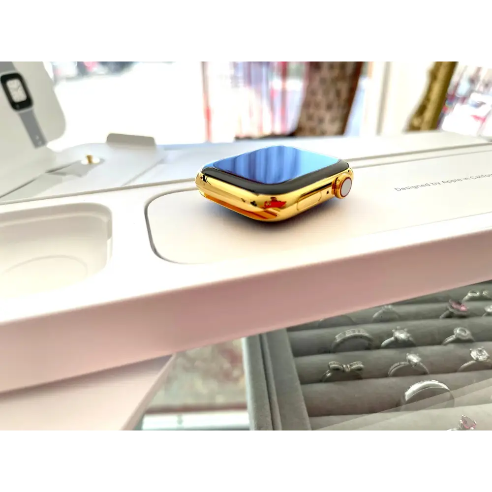 Custom 24k Gold 46mm Apple Watch Series 10 with a Gold Links Band Diamond Rhinestones