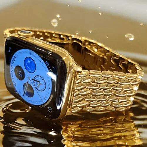 Custom 24k Gold 46mm Apple Watch Series 10 with Gold Plated Links Band