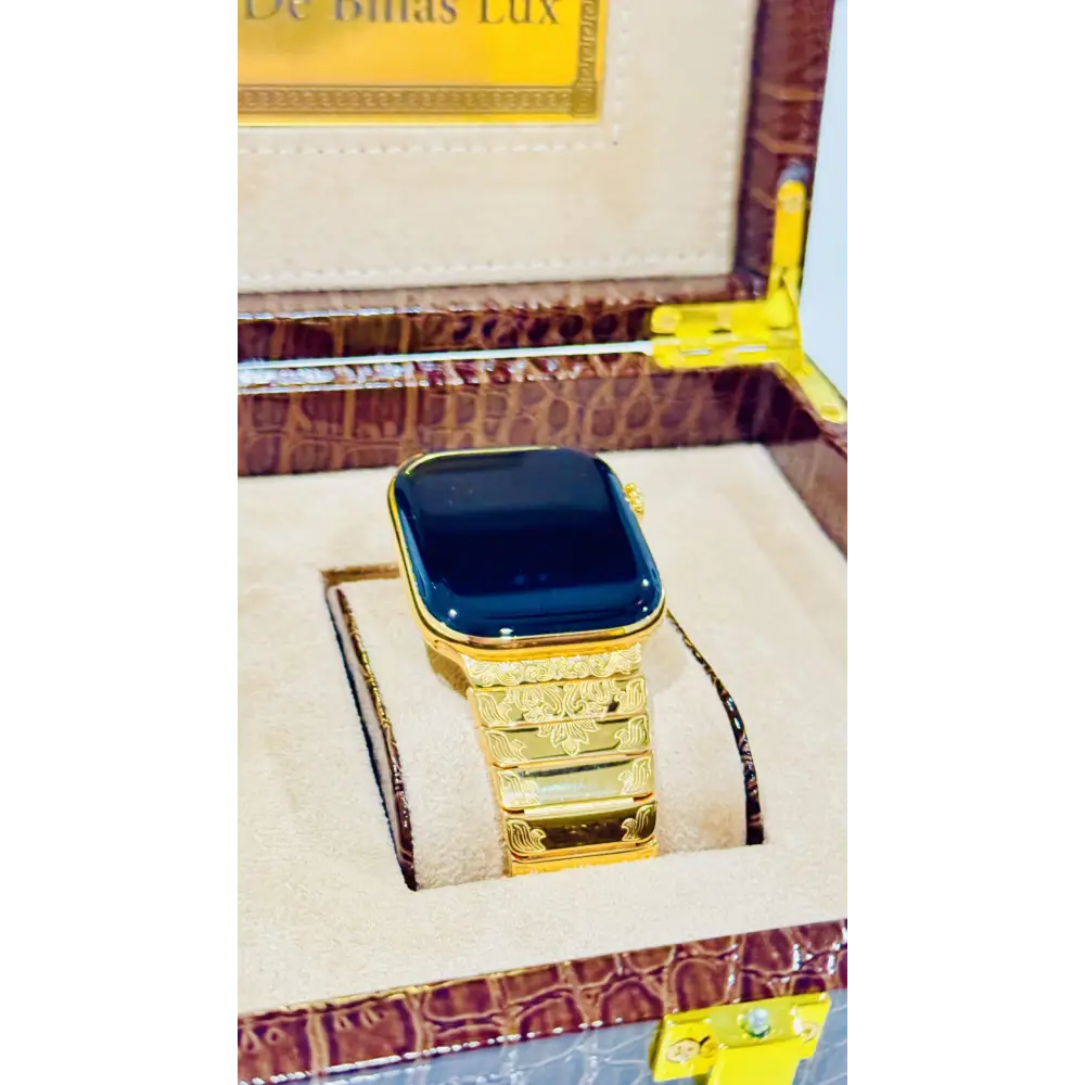 De Billas Lux Custom 24K Gold 46mm Apple Watch Series 12 Engraved Band — product image 9
