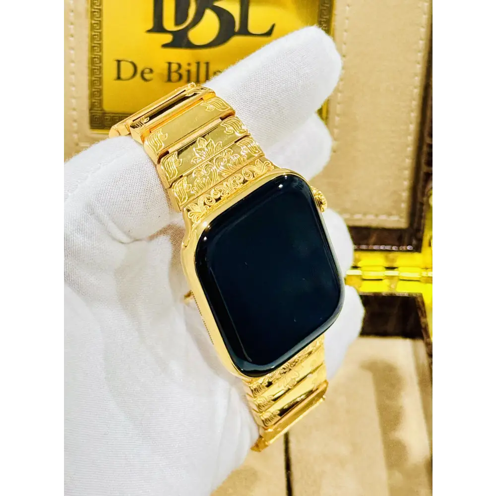 De Billas Lux Custom 24K Gold 46mm Apple Watch Series 12 Engraved Band — product image 1