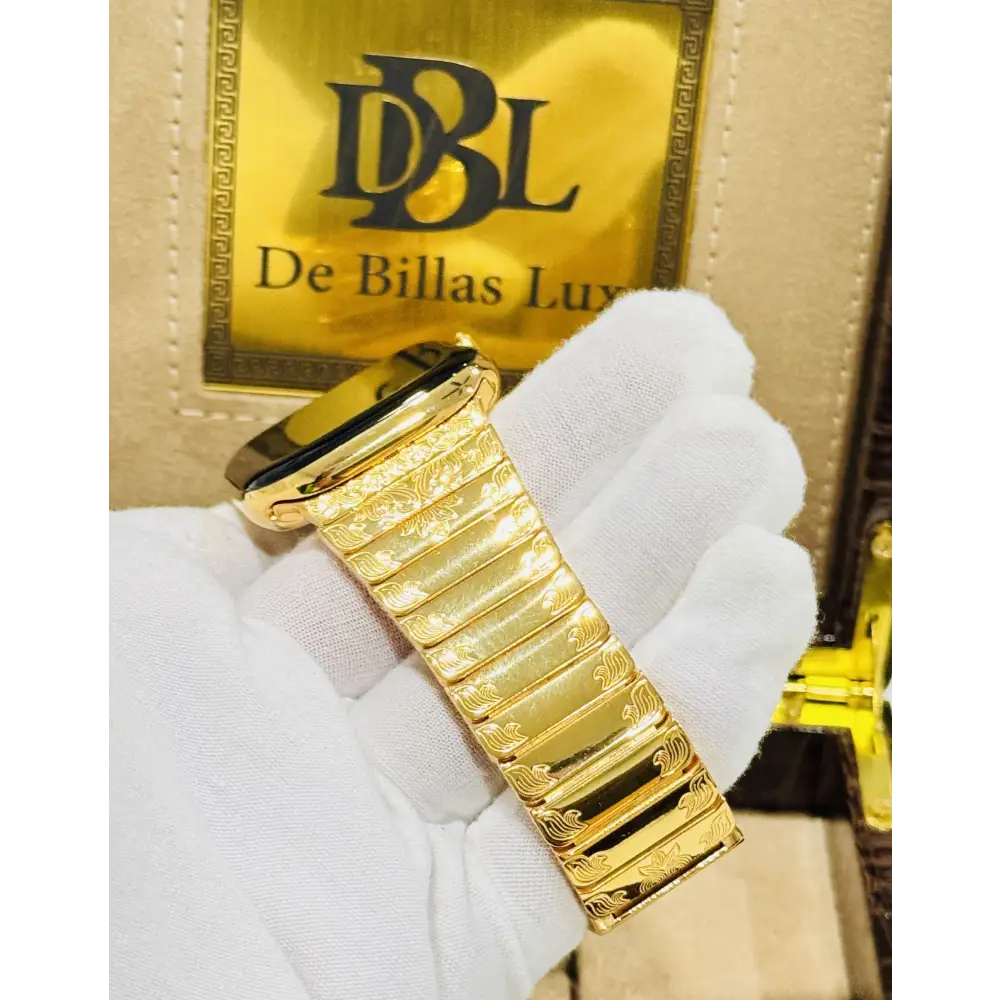 De Billas Lux Custom 24K Gold 46mm Apple Watch Series 12 Engraved Band — product image 2
