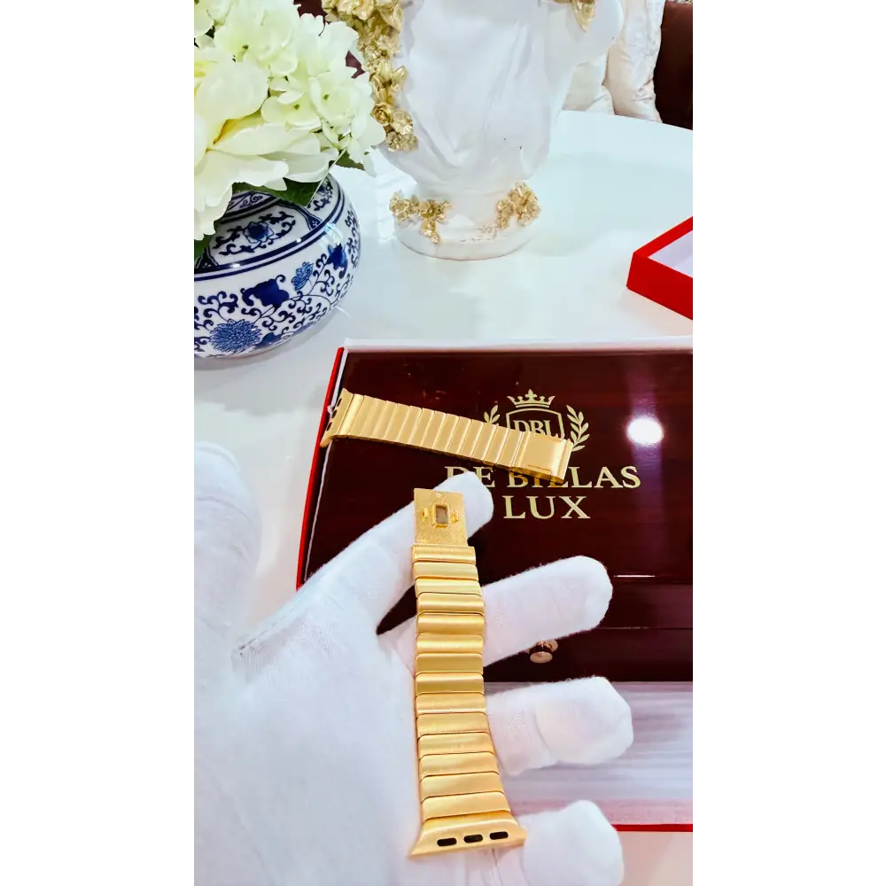 Custom 24k Gold Link Band for Apple Watch Any Series 44 45 46 and Ultra 1 2 3 - Band