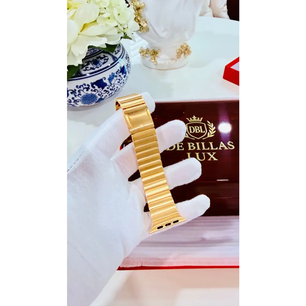 Custom 24k Gold Link Band for Apple Watch Any Series 44 45 46 and Ultra 1 2 3 - Band