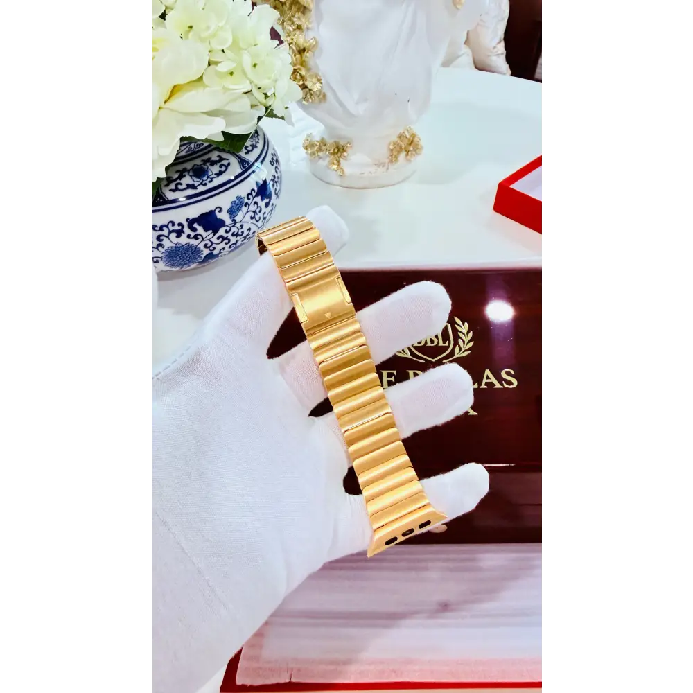 Custom 24k Gold Link Band for Apple Watch Any Series 44 45 46 and Ultra 1 2 3 - Band