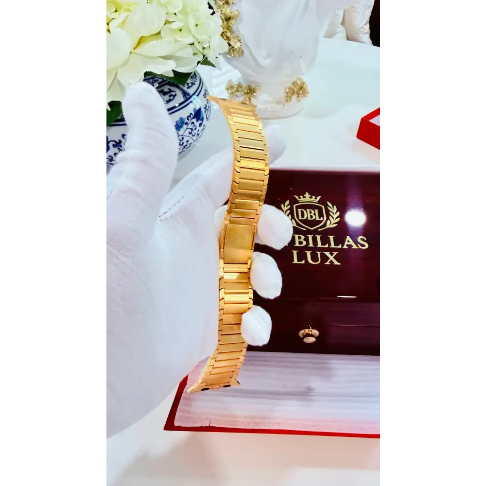 Custom 24k Gold Link Band for Apple Watch Any Series 44 45 46 and Ultra 1 2 3 - Band