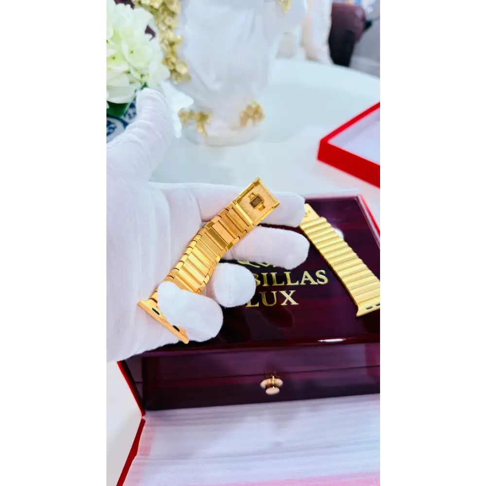 Custom 24k Gold Link Band for Apple Watch Any Series 44 45 46 and Ultra 1 2 3 - Band