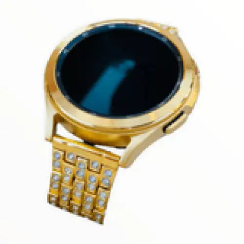 Custom 24k Gold Plated 46mm Samsung Galaxy Watch 4 with Diamond Rhinestones Link Band