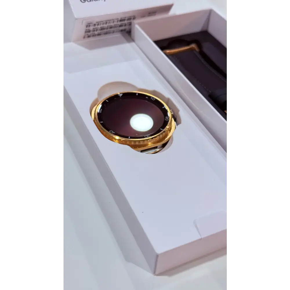 Custom 24k Gold Plated 46mm Samsung Galaxy Watch 8 Classic Black Leather 2 Bands