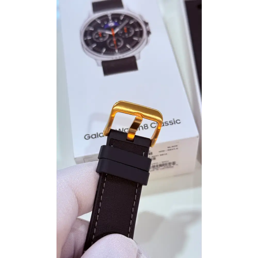 Custom 24k Gold Plated 46mm Samsung Galaxy Watch 8 Classic Black Leather 2 Bands