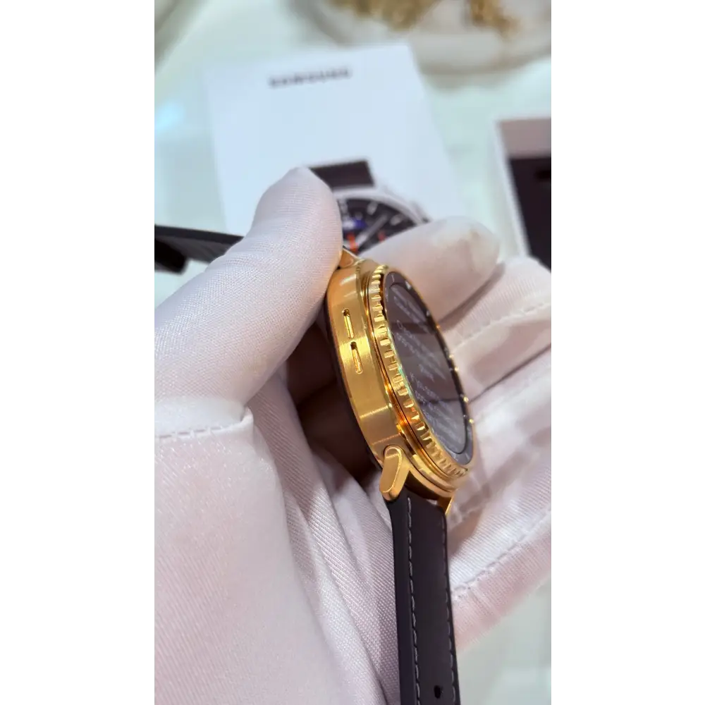 Custom 24k Gold Plated 46mm Samsung Galaxy Watch 8 Classic Black Leather 2 Bands