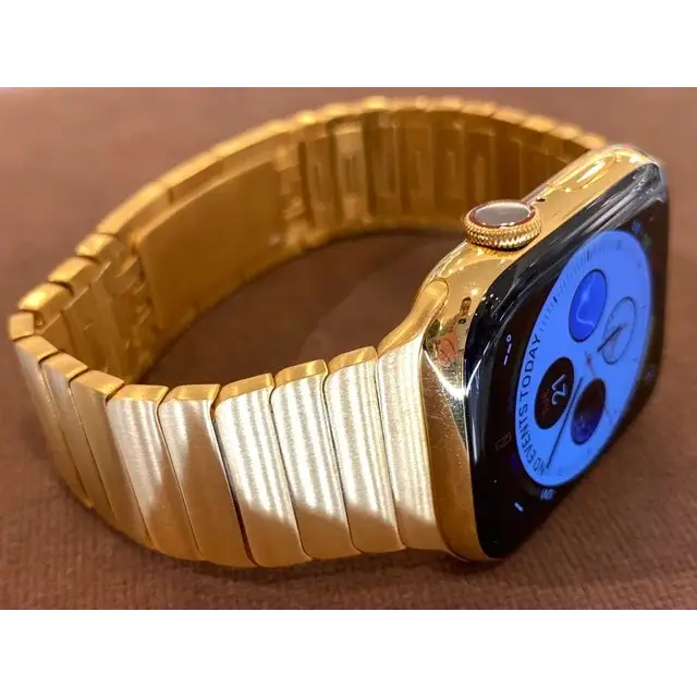 Custom 24k Gold Plated Apple Link Band for Apple Watch 42 44 45 49mm Any Series Ultra 1 2