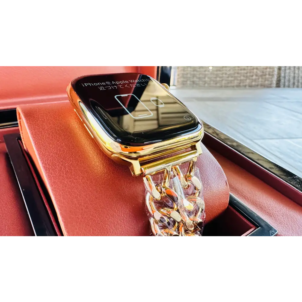 Custom 24K Gold Plated Chain Link Band for Apple Watch (44mm / 45mm / 46mm / 49mm)