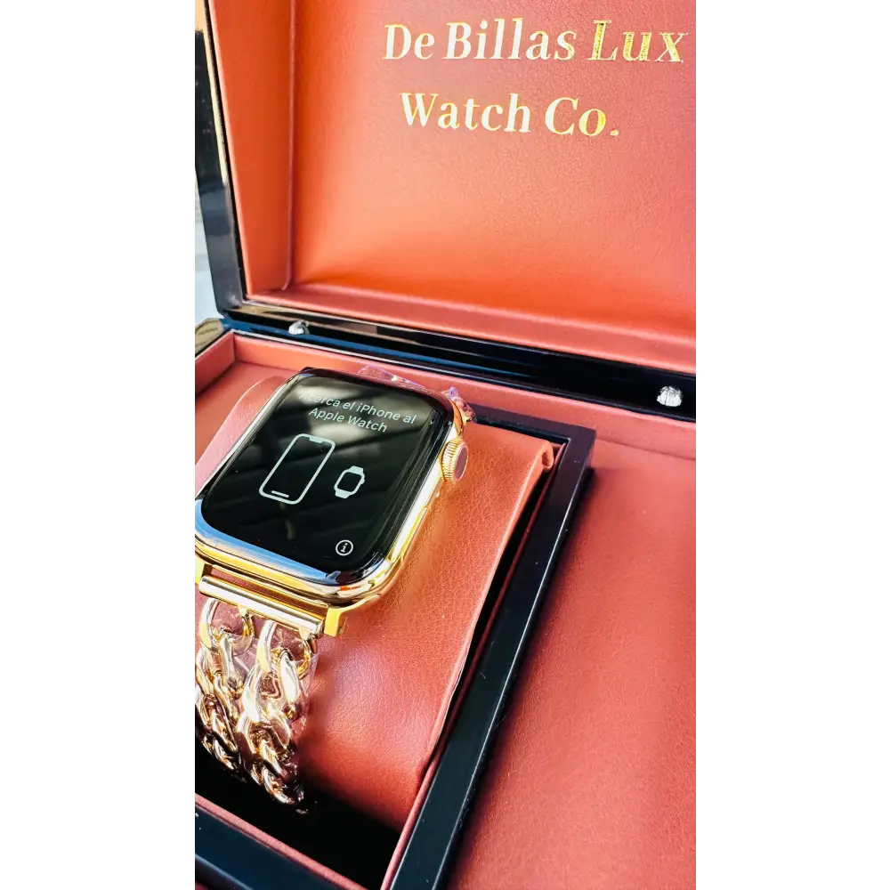 Custom 24K Gold Plated Chain Link Band for Apple Watch (44mm / 45mm / 46mm / 49mm)